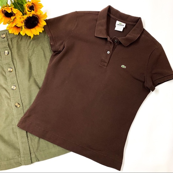 Lacoste 🐊 Polo Brown Collar, Size 42 - Picture 2 of 8